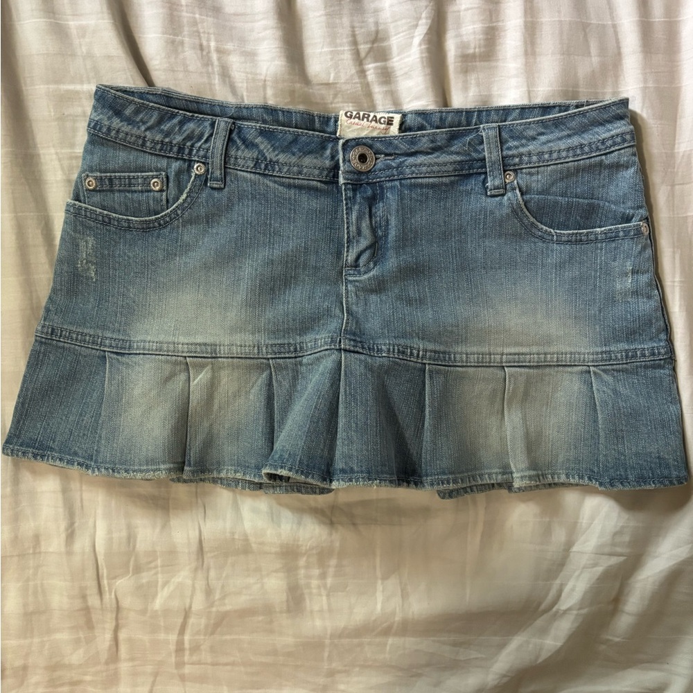 Garage Vintage Blue Skater Mini Skirt